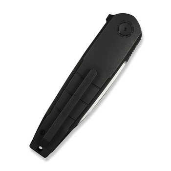 WE Hull Folding Knife Black Titanium Handle M390 Drop Point Plain Edge Hand Polished Satin Black Stonewashed Flats Limited WE24046-1