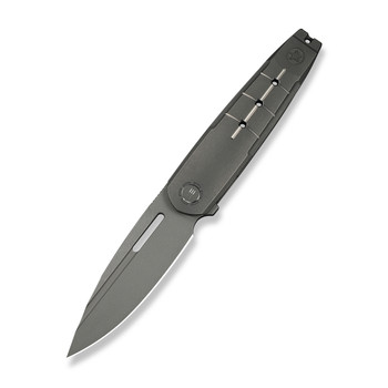 WE Hull Folding Knife Gray Titanium Handle M390 Drop Point Plain Edge Gray Stonewash Finish Limited WE24046-2