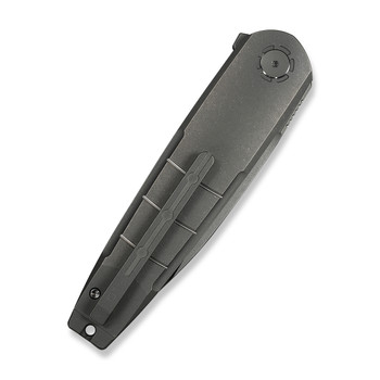 WE Hull Folding Knife Gray Titanium Handle M390 Drop Point Plain Edge Gray Stonewash Finish Limited WE24046-2
