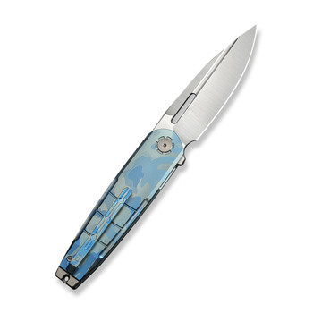WE Hull Folding Knife Blue Terrain Titanium Handle M390 Drop Point Plain Edge Hand Polished Satin Finish Limited WE24046-3