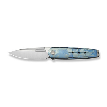 WE Hull Folding Knife Blue Terrain Titanium Handle M390 Drop Point Plain Edge Hand Polished Satin Finish Limited WE24046-3