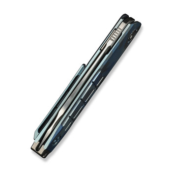 WE Hull Folding Knife Blue Terrain Titanium Handle M390 Drop Point Plain Edge Hand Polished Satin Finish Limited WE24046-3