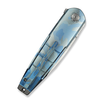 WE Hull Folding Knife Blue Terrain Titanium Handle M390 Drop Point Plain Edge Hand Polished Satin Finish Limited WE24046-3