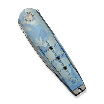 WE Hull Folding Knife Blue Terrain Titanium Handle M390 Drop Point Plain Edge Hand Polished Satin Finish Limited WE24046-3