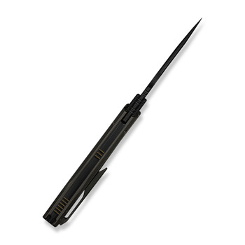 WE Reveille Folding Knife Bronze Titanium Handle M390 Drop Point Plain Edge Black Stonewash/Satin Flat Finish Limited WE23057-1