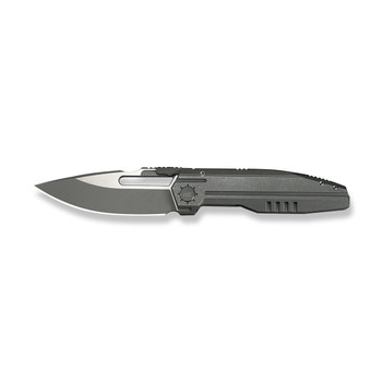 WE Reveille Folding Knife Olive Gray Titanium Handle M390 Drop Point Plain Edge Gray Stonewash/Satin Flat Finish Limited WE23057-2