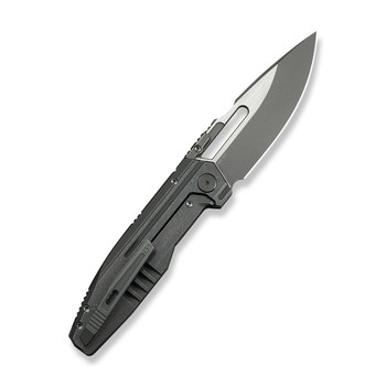 WE Reveille Folding Knife Olive Gray Titanium Handle M390 Drop Point Plain Edge Gray Stonewash/Satin Flat Finish Limited WE23057-2