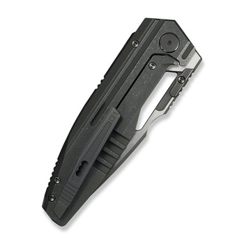 WE Reveille Folding Knife Olive Gray Titanium Handle M390 Drop Point Plain Edge Gray Stonewash/Satin Flat Finish Limited WE23057-2