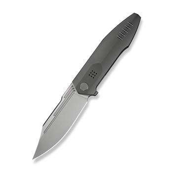 WE Flight Line Folding Knife Dark Gray Titanium Handle M390 Plain Edge Stonewash Finish Limited WE23089-1