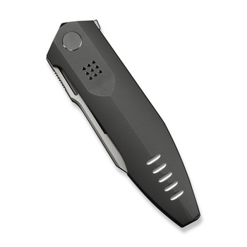 WE Flight Line Folding Knife Dark Gray Titanium Handle M390 Plain Edge Stonewash Finish Limited WE23089-1