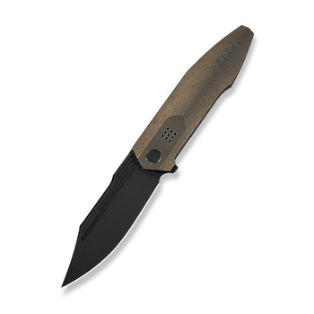WE Flight Line Folding Knife Bronze Titanium Handle M390 Plain Edge Black Stonewash Finish Limited WE23089-2