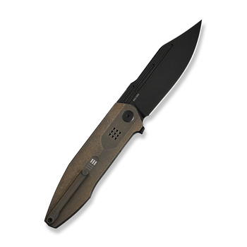 WE Flight Line Folding Knife Bronze Titanium Handle M390 Plain Edge Black Stonewash Finish Limited WE23089-2