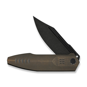 WE Flight Line Folding Knife Bronze Titanium Handle M390 Plain Edge Black Stonewash Finish Limited WE23089-2