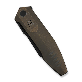 WE Flight Line Folding Knife Bronze Titanium Handle M390 Plain Edge Black Stonewash Finish Limited WE23089-2