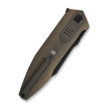 WE Flight Line Folding Knife Bronze Titanium Handle M390 Plain Edge Black Stonewash Finish Limited WE23089-2
