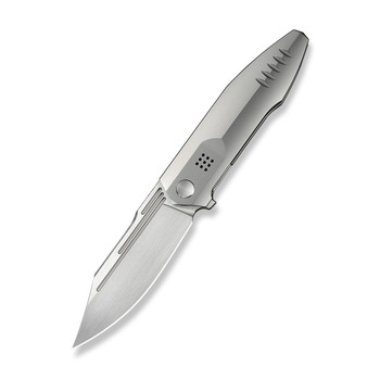 WE Flight Line Folding Knife Polished Beadblast Titanium Handle M390 Plain Edge Hand Rubbed Satin Finish Limited WE23089-3