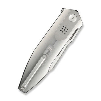WE Flight Line Folding Knife Polished Beadblast Titanium Handle M390 Plain Edge Hand Rubbed Satin Finish Limited WE23089-3