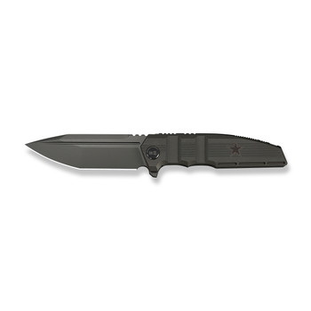 WE Breach Folding Knife Charcoal Gray Titanium Handle M390 Plain Edge Dark Gray Stonewash Finish Limited WE25077-1