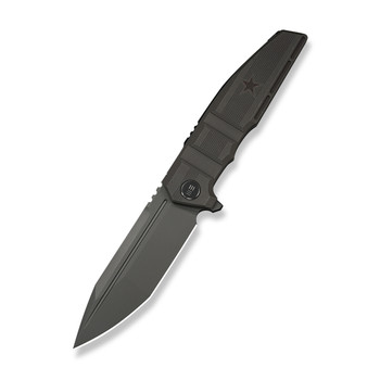 WE Breach Folding Knife Charcoal Gray Titanium Handle M390 Plain Edge Dark Gray Stonewash Finish Limited WE25077-1