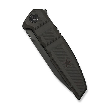 WE Breach Folding Knife Charcoal Gray Titanium Handle M390 Plain Edge Dark Gray Stonewash Finish Limited WE25077-1