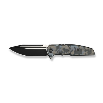 WE Breach Folding Knife Pixel Pattern Titanium Handle M390 Plain Edge Black Stonewash Satin Flat Finish Limited WE25077-3