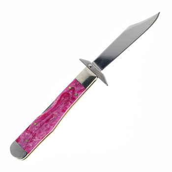 Case XX Cheetah Cub Folding Knife Pink Crackle Kirinite Handle Tru-Sharp Clip Point Plain Edge Mirror Polish Finish 16166