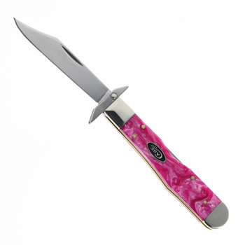 Case XX Cheetah Cub Folding Knife Pink Crackle Kirinite Handle Tru-Sharp Clip Point Plain Edge Mirror Polish Finish 16166