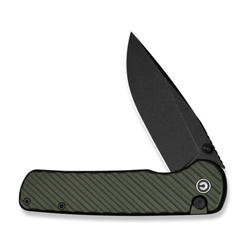 Civivi Iron Tide Folding Knife Forest Green Aluminum Handle 14C28N Plain Edge Black Stonewash Finish C25011-2