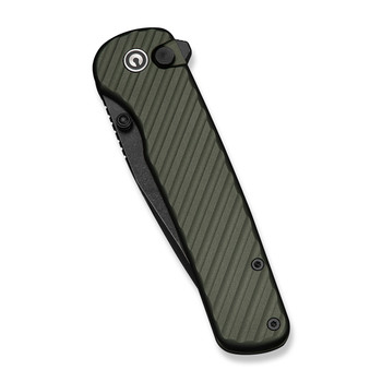 Civivi Iron Tide Folding Knife Forest Green Aluminum Handle 14C28N Plain Edge Black Stonewash Finish C25011-2