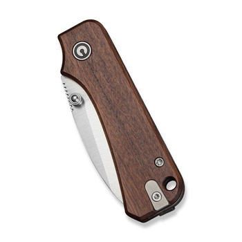 Civivi Baby Banter Folding Knife Guibourtia Wood Handle Nitro-V Plain Edge Satin Finish C25066A-2