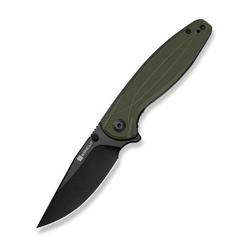 Sencut Vyrce Folding Knife OD Green G10 Handle D2 Clip Point Plain Edge Black Finish S25104-1