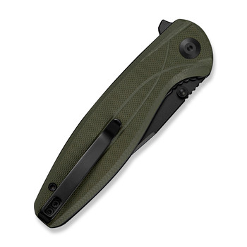 Sencut Vyrce Folding Knife OD Green G10 Handle D2 Clip Point Plain Edge Black Finish S25104-1
