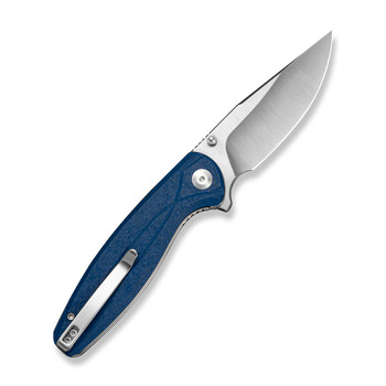 Sencut Vyrce Folding Knife Blue Shredded G10 Handle D2 Clip Point Plain Edge Satin Finish S25104-2