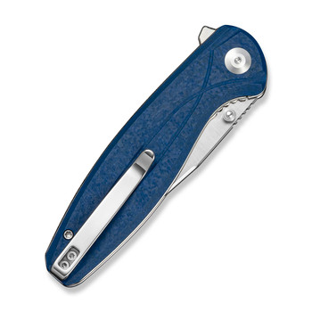 Sencut Vyrce Folding Knife Blue Shredded G10 Handle D2 Clip Point Plain Edge Satin Finish S25104-2