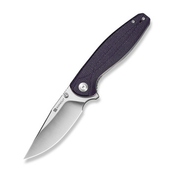 Sencut Vyrce Folding Knife Purple Canvas Micara Handle D2 Clip Point Plain Edge Satin Finish S25104-3