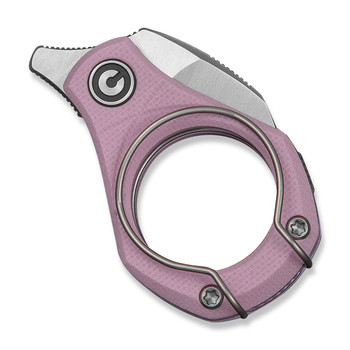 Civivi Pyrus Folding Knife Powder Pink G10 Handle 14C28N Hawkbill Plain Edge Satin Finish C23038-5