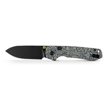 Vosteed Raccoon Folding Knife Black Doodle Monster Handle 14C28N Drop Point Plain Black Blade A2934