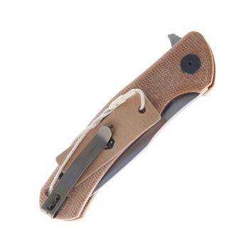Petrified Fish Folding Knife Khaki Micarta Handle K110 Drop Point Plain Edge Sandblast Finish PF949KM