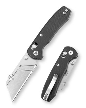 Trivisa Puppy-BM Folding Knife Black Micarta Handle SK5 Plain Edge Stonewash Finish
