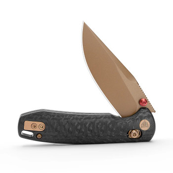 Trivisa Buttefly-CG Folding Knife Carbon Fiber/G10 Handle 14C28N Clip Point Plain Edge Rose Gold Finish Buttefly-CG