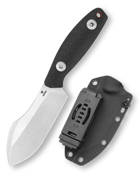 Trivisa Pumpkin-CG Fixed Blade Knife Black Carbon Fiber/G10 Handle 14C28N Plain Edge Sandblast Finish