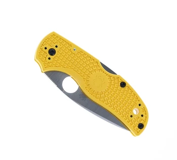 (Marking on Blade) Open Box/Returned Spyderco Native 5 Salt Yellow FRN Handle Folding Knife Magnacut Steel C41PYL5