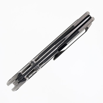 TwoSun Folding Knife Titanium/Carbon Fiber Handle K110 Plain Edge Stonewash Finish TS595-K110-CF