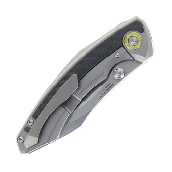 TwoSun Folding Knife Titanium/Carbon Fiber Handle K110 Plain Edge Stonewash Finish TS595-K110-CF