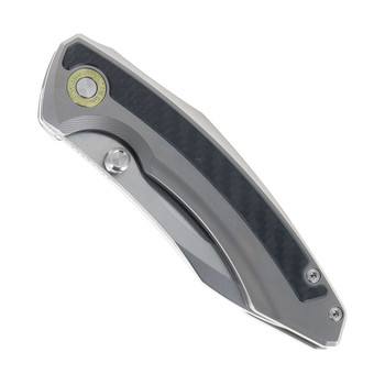 TwoSun Folding Knife Titanium/Carbon Fiber Handle K110 Plain Edge Stonewash Finish TS595-K110-CF