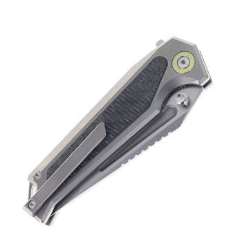 TwoSun Folding Knife Titanium/Carbon Fiber Handle K110 Plain Edge Stonewash Finish TS606-K110