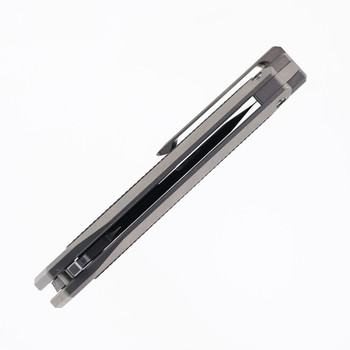 TwoSun Folding Knife Titanium/Carbon Fiber Handle K110 Plain Edge Stonewash Finish TS606-K110