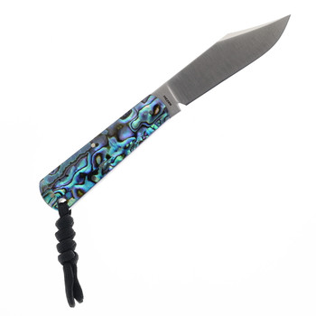 Jack Wolf Knives Gateway Fixed Blade Abalone Handle Sandvik 14C28N Blade
