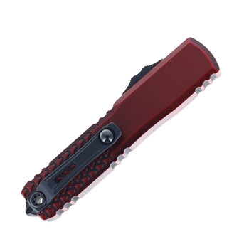 Microtech Ultratech Gen IV OTF Automatic Knife Red Abrasion Aluminum Handle T/E M390MK Red/Black Blade 11234HT-1RDAA