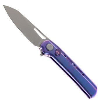 Critcal Strike Starfall Folding Knife Purple Crystallized Titanium Handle LC200N Plain Edge Satin Finish SL601-PL